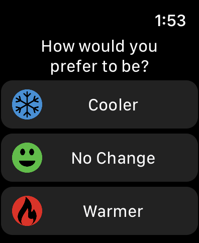Screenshot of first watch survey question