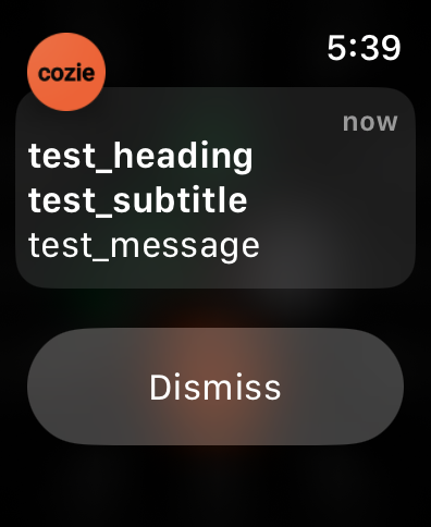 Screenshot of push notification on Apple Watch